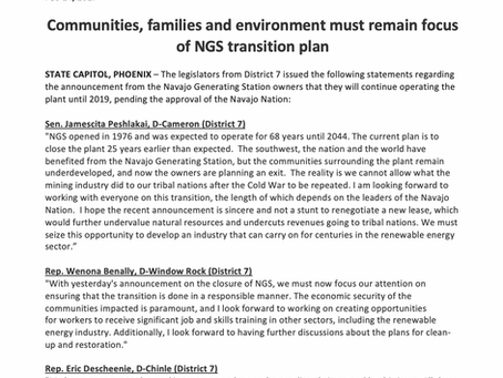 Communities, families and environment must remain focus of NGS transition plan