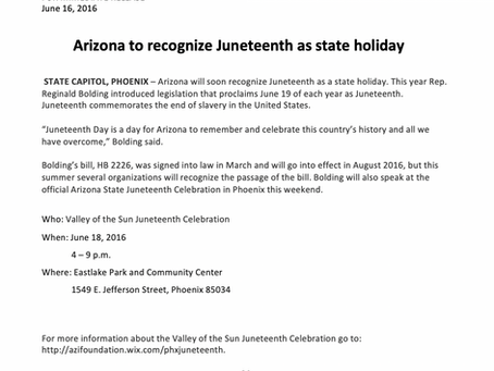Arizona to recognize Juneteenth as a state holiday