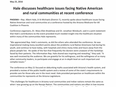 Hale discusses healthcare issues facing Native American and rural communities