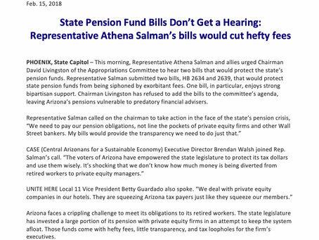 State Pension Fund Bills Don't Get a Hearing: Rep. Salman's bills would cut hefty fees