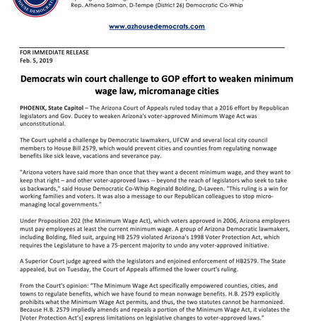 Democrats win court challenge to GOP effort to weaken minimum wage law