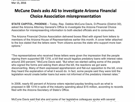 McCune Davis asks AG to investigate Arizona Financial Choice Association misrepresentation