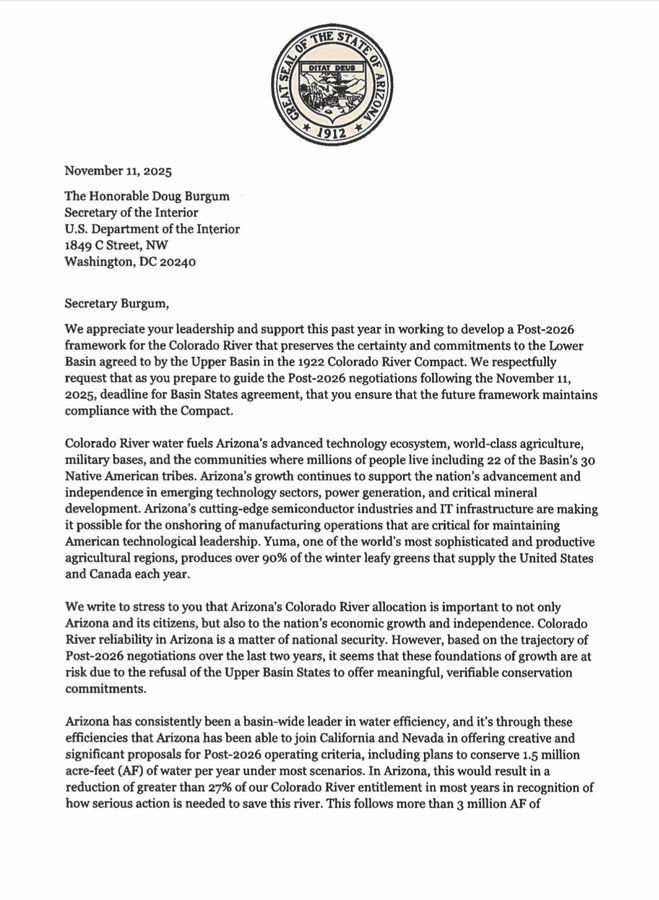 Secretary of the Interior: Post-2026 Colorado River