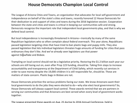 House Democrats Champion Local Control