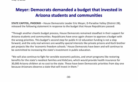 Meyer: Democrats demanded a budget that invested in Arizona students and communities