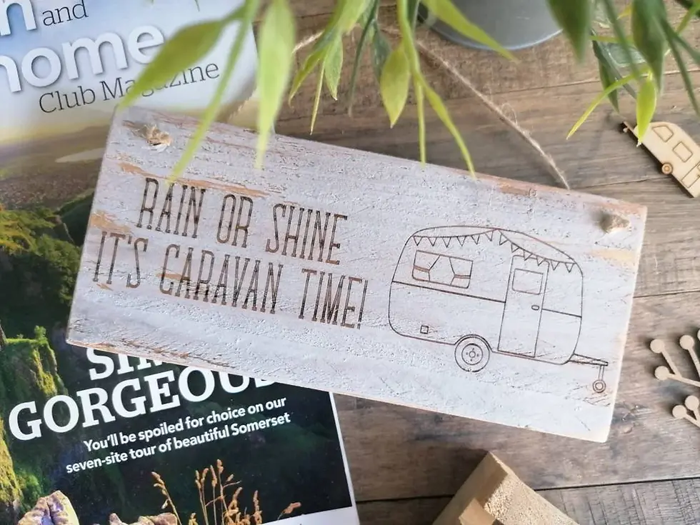 Handmade Rustic Wooden Caravan Sign - Laser Engraved - Caravan Gift