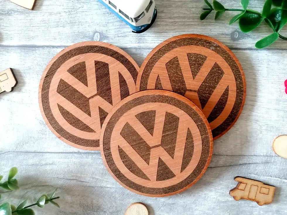 Thumbnail: Handmade Laser Engraved Round Wooden Drinks Coasters - Personalised Gift