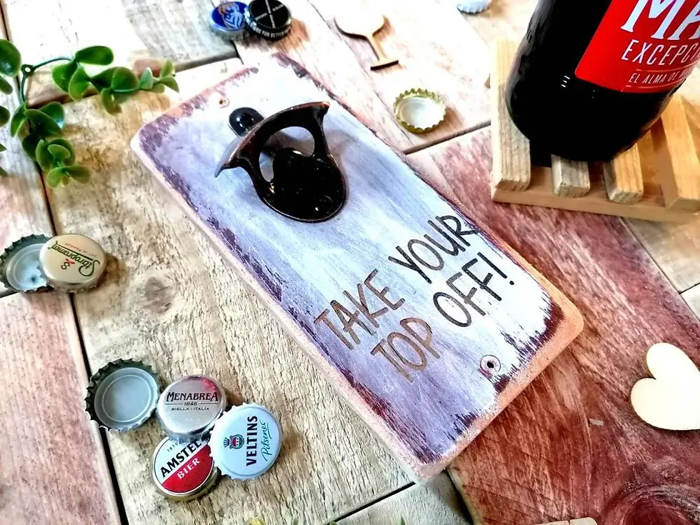 Thumbnail: Handmade Rustic Wooden Wall Mounted Beer Bottle Opener