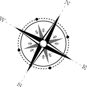 black and white compass graphic