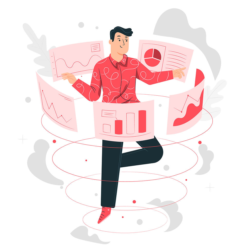 A man flying with joy, surrounded by floating papers and financial documents, representing his happiness about successfully managing funds.
