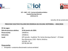Processo Seletivo Fellow em Cirurgia da Coluna Vertebral 2024-2026