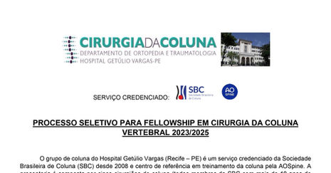 Processo seletivo para fellowship em Cirurgia da Coluna Vertebral 2023/2025