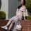 Thumbnail: Floral Dreams: Pastel Blue Floral Maxi Skirt