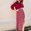 Thumbnail: Floral Maxi Skirt in Burgundy