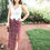 Thumbnail: Floral Maxi Skirt in Burgundy