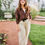 Thumbnail: Cathy Wide Leg Pants in Cream