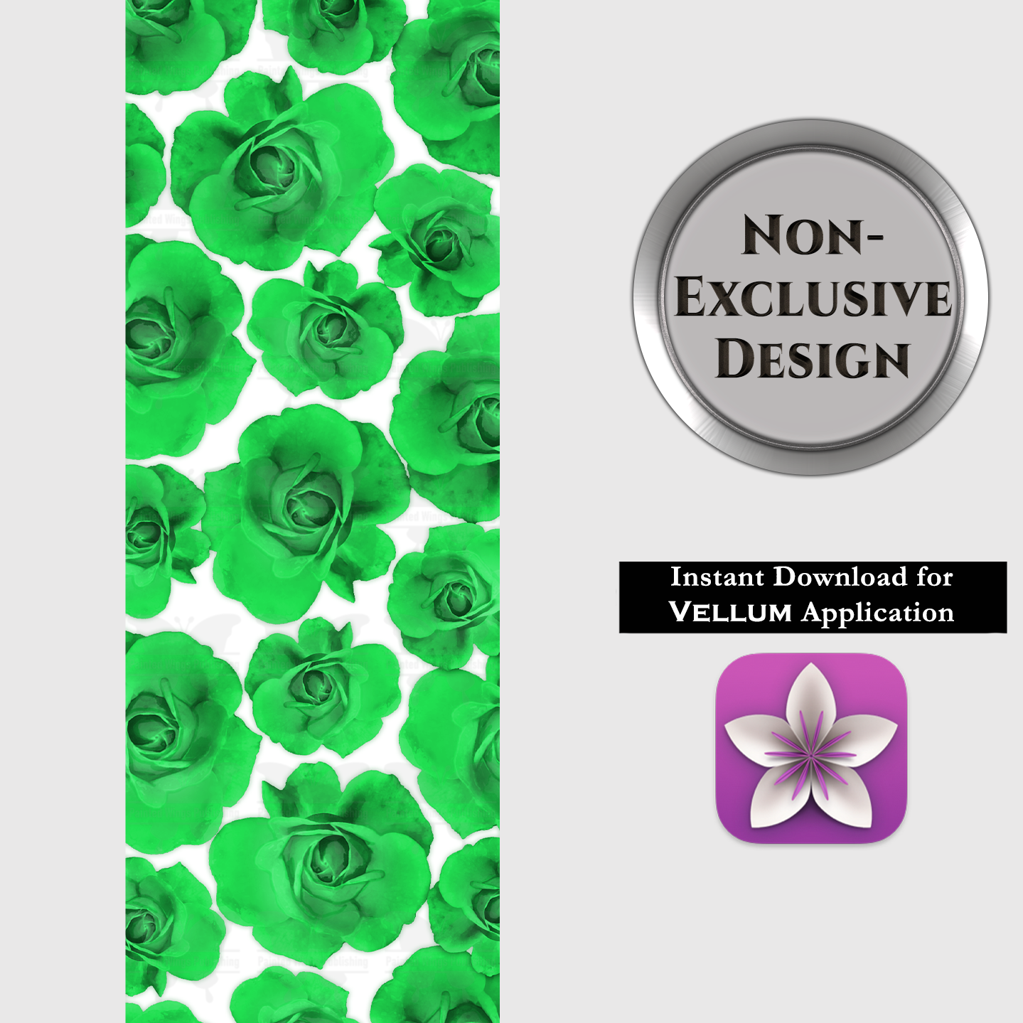 5x8Roses Light Green (printed edge design) — Instant Download for Vellum