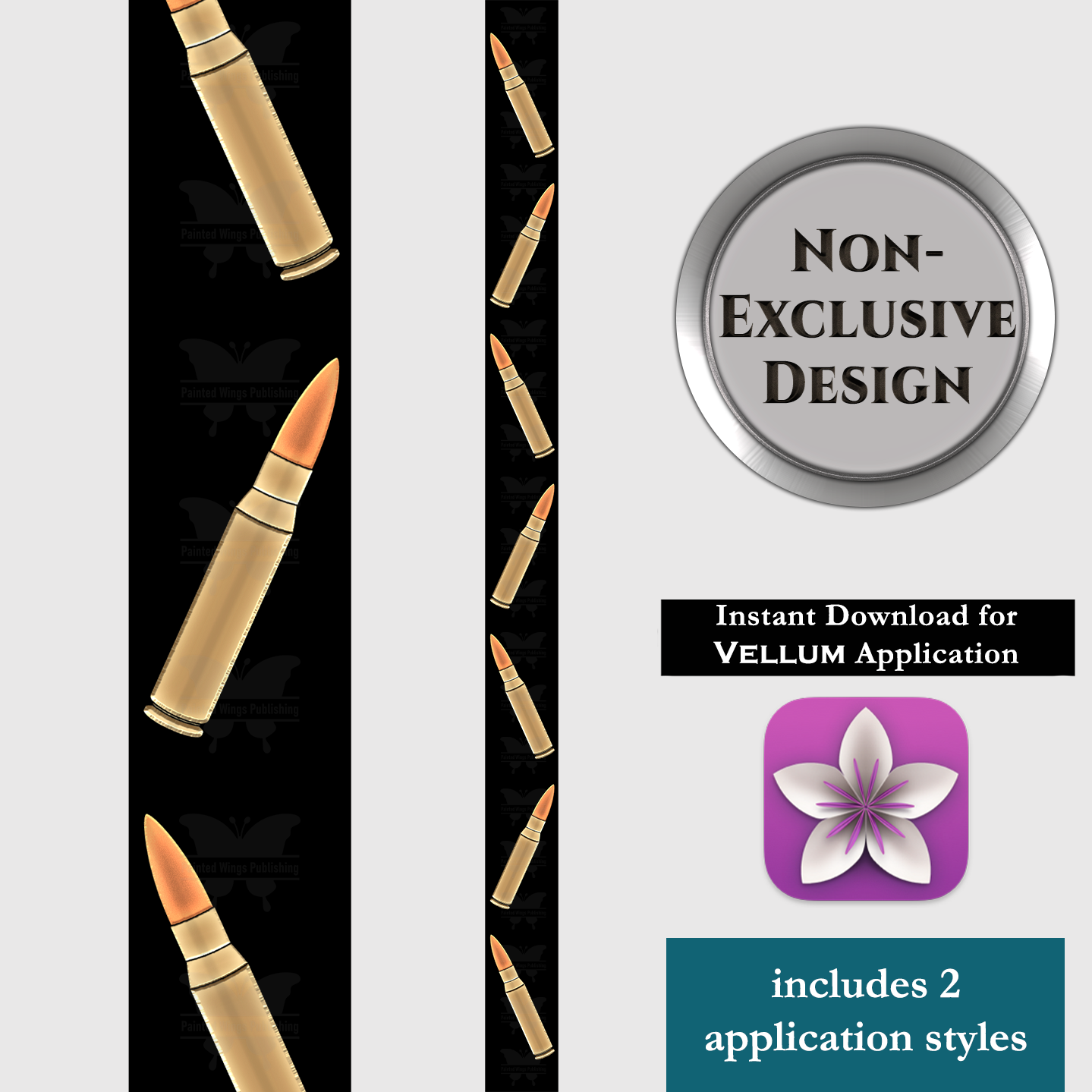 5x8Bullets2onBlk (printed edge design) — Instant Download for Vellum