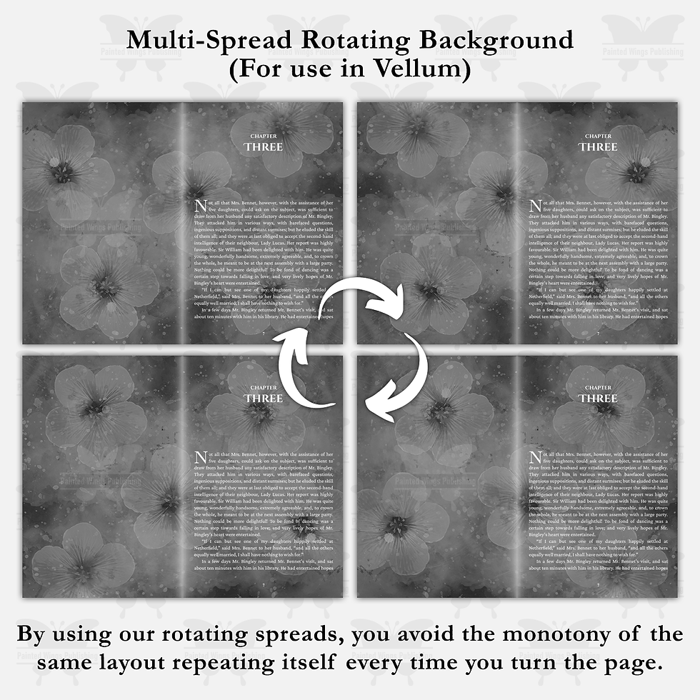 Thumbnail: Purple Flowers Dark Grayscale Formatting Pack-5.5x8.5 [set A]-Instant Download