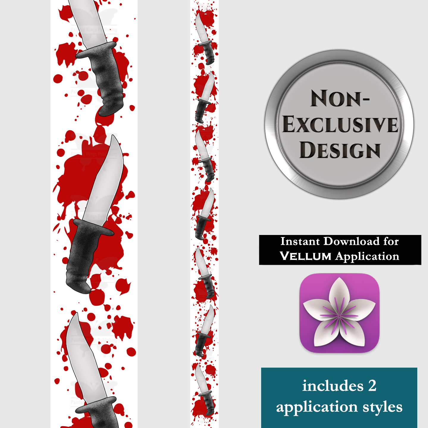 6x9Blades1-BloodonWh (printed edge design) — Instant Download for Vellum
