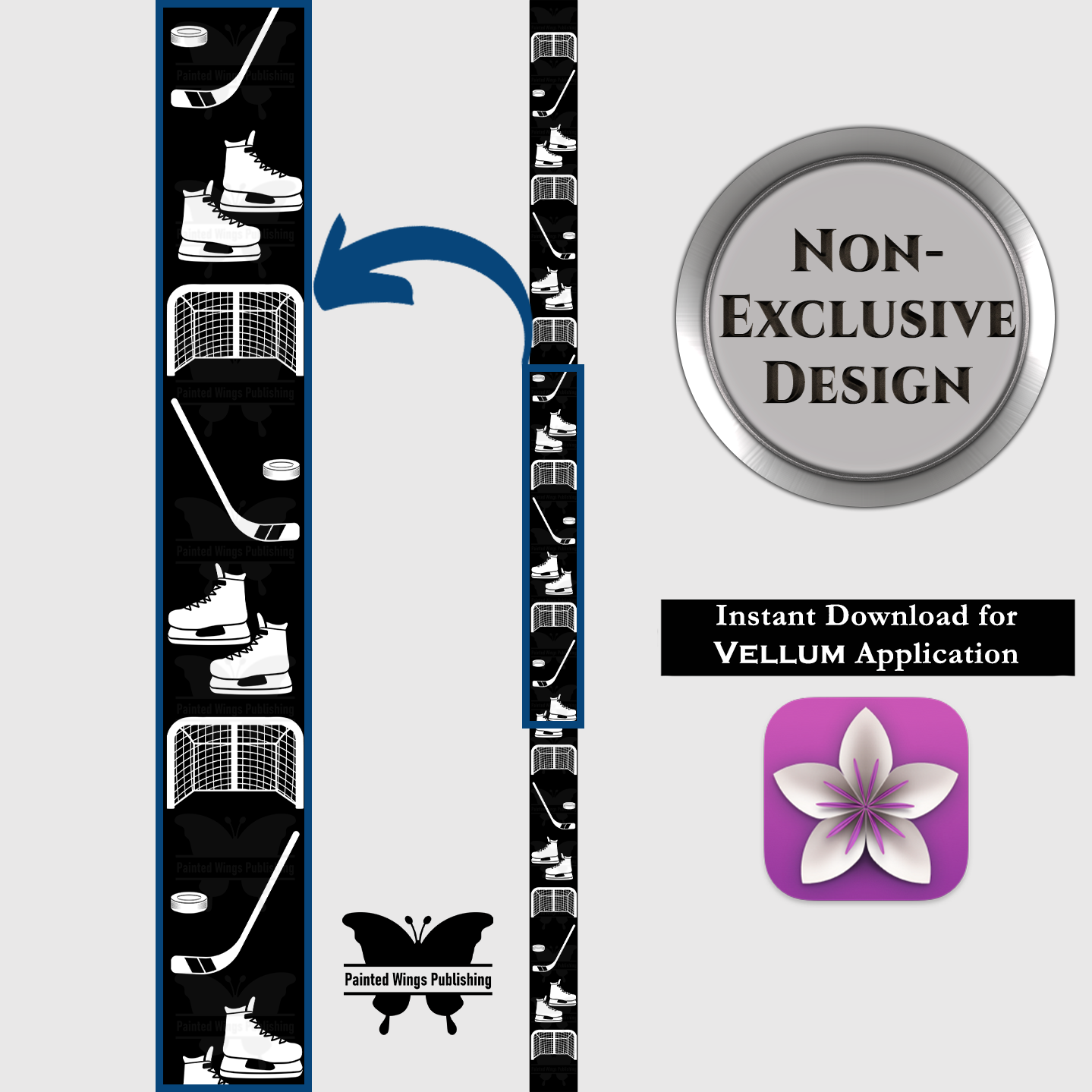 5x8Hockey2WonB (printed edge design) — Instant Download for Vellum