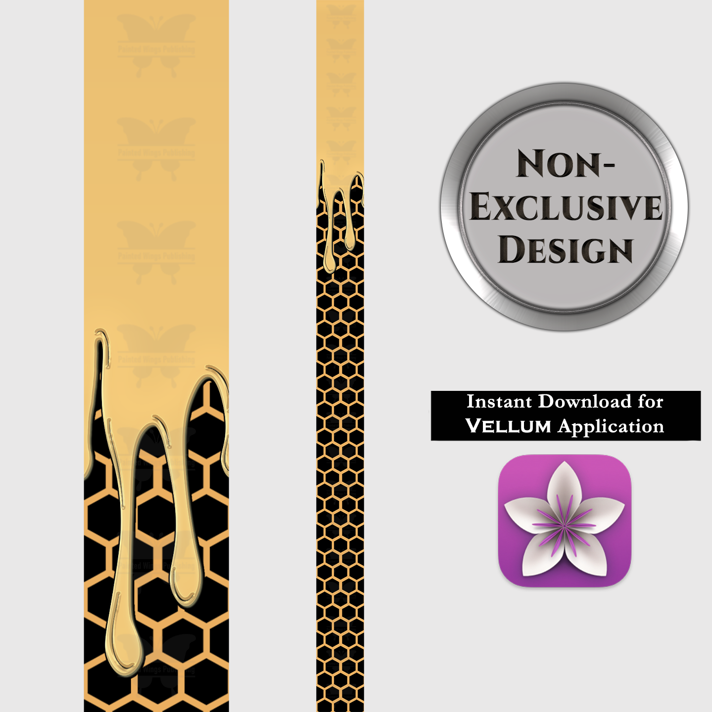 5.5x8.5Drip-HoneyonBlk2 (printed edge design) — Instant Download for Vellum