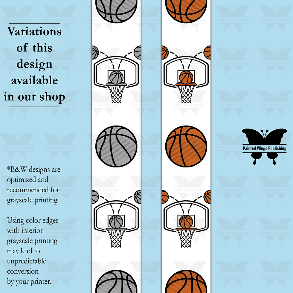 Thumbnail: 5x8Basketball2BW (printed edge design) — Instant Download for Vellum
