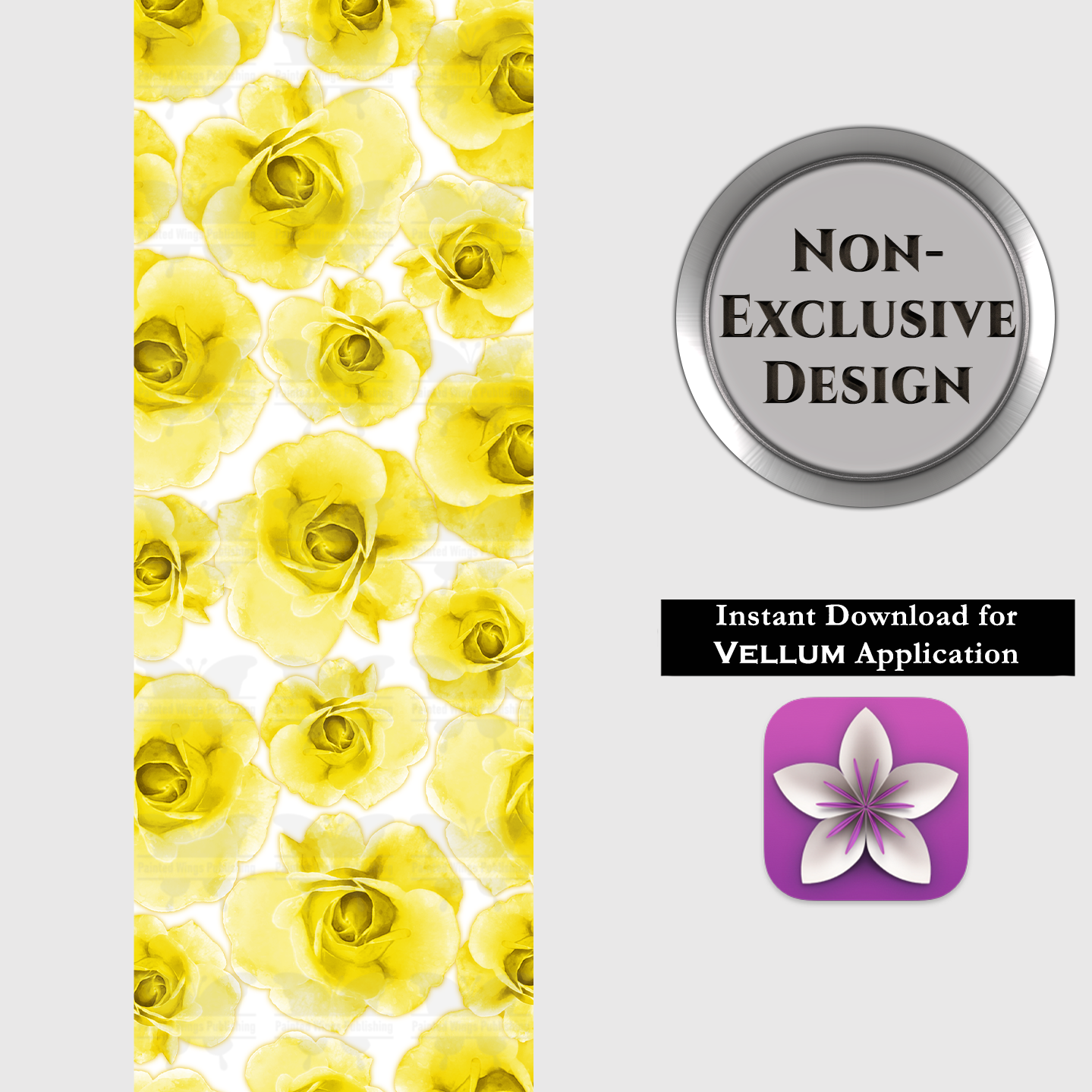 5x8Roses Yellow (printed edge design) — Instant Download for Vellum