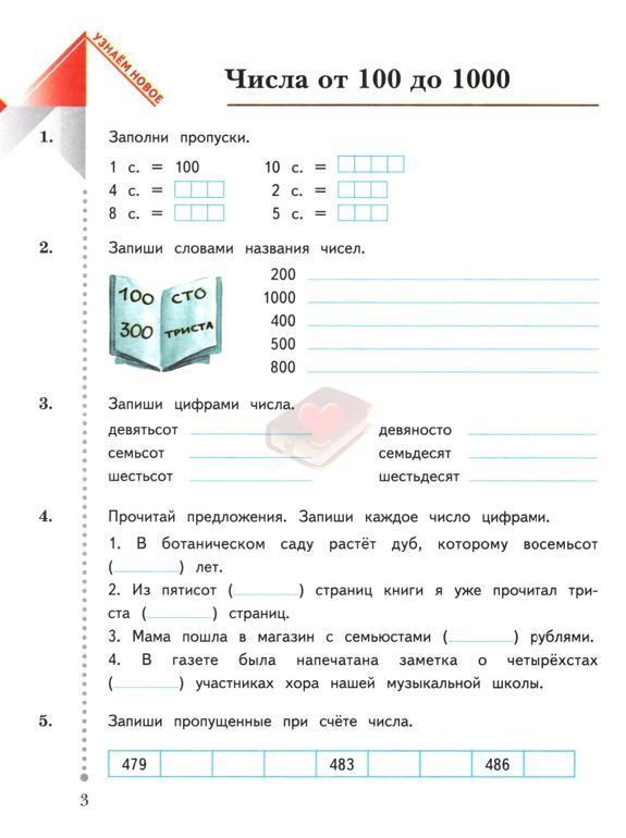 Рудницкая, Юдачева 3 класс Рабочая тетрадь Числа от 100 до 1000