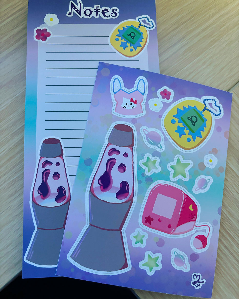 Y2K Notepad and Sticker Sheet