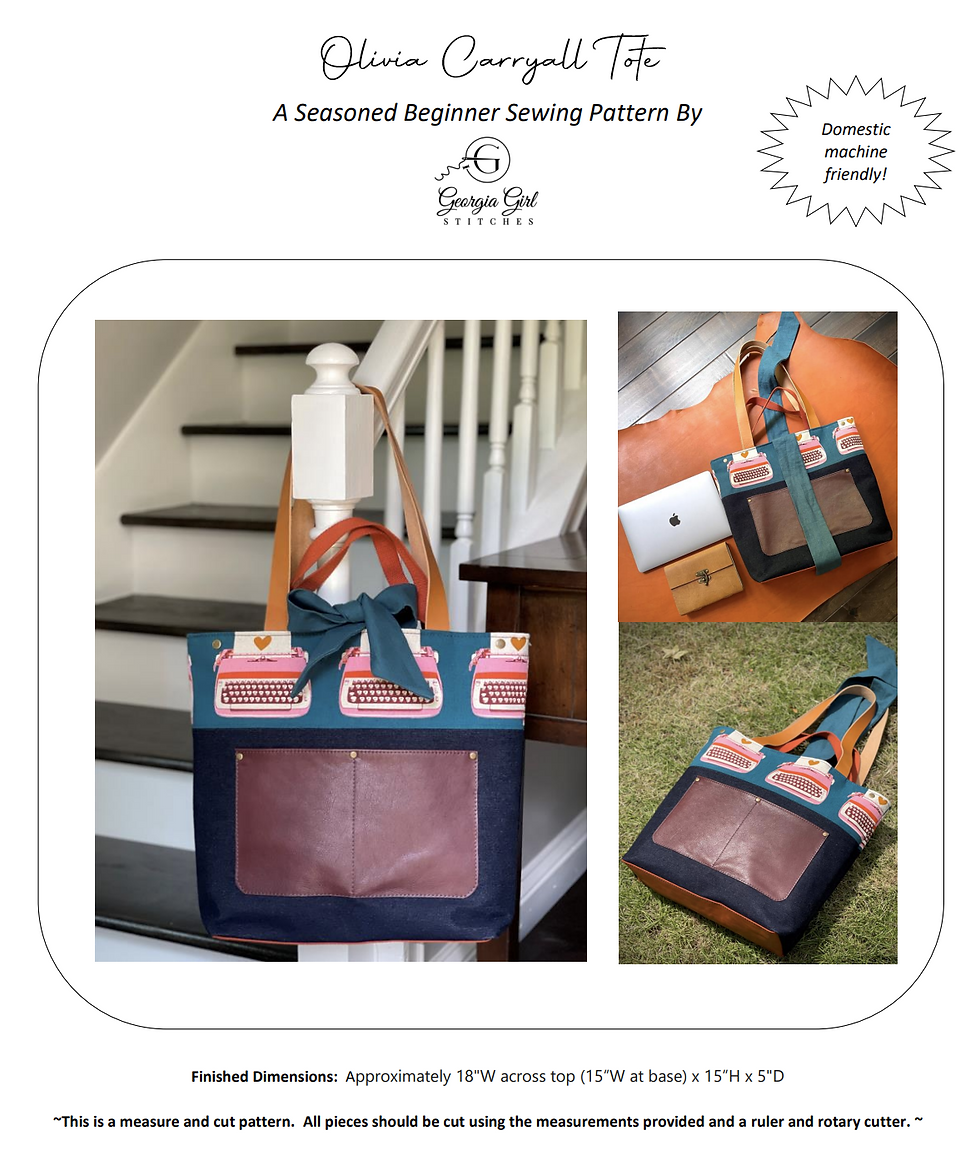 Thumbnail: Olivia Carryall Tote PDF Sewing Pattern (Domestic Machine Friendly)