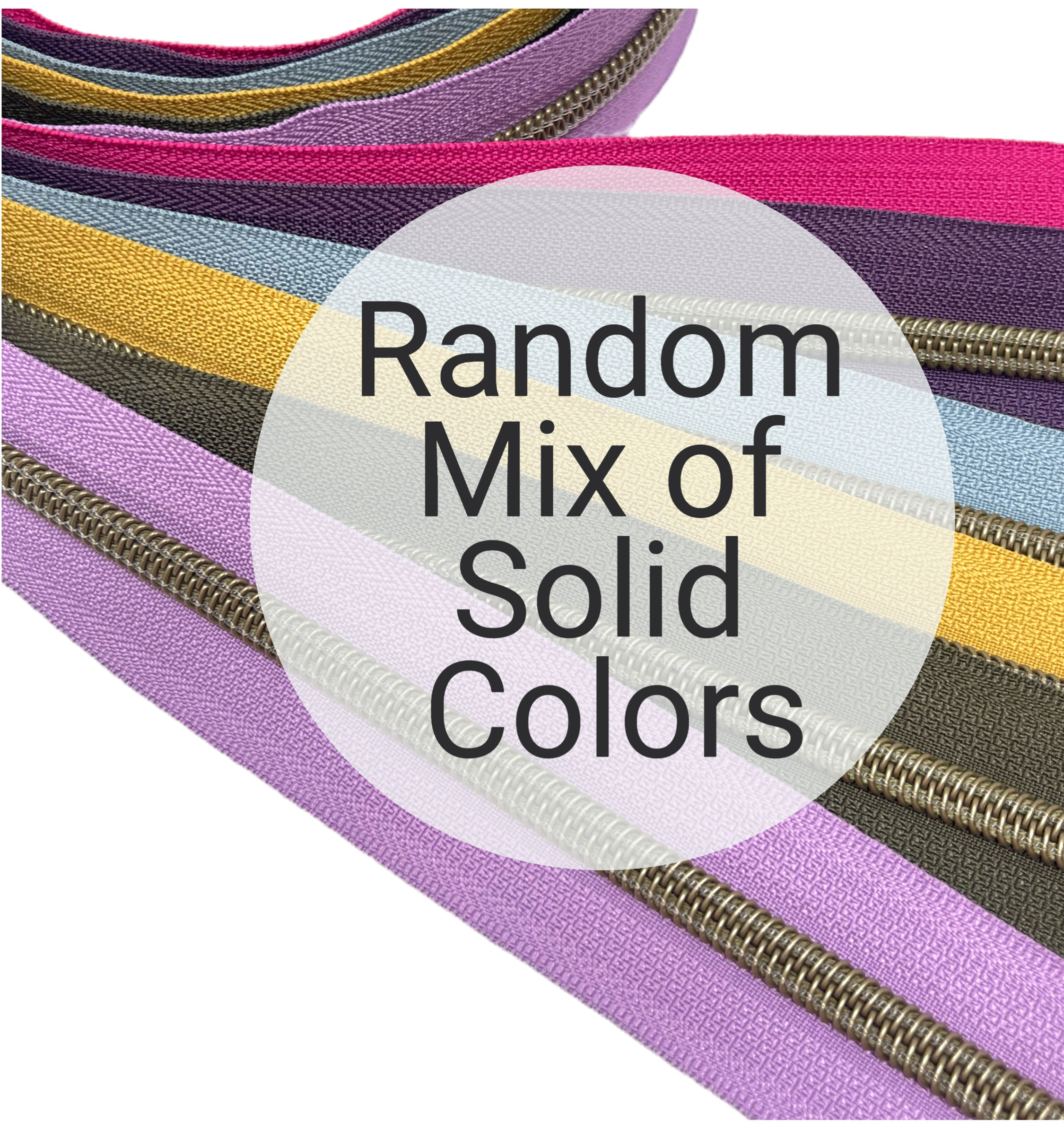 Zipper Tape Bundle - SOLID COLORS (6 Yards Total)
