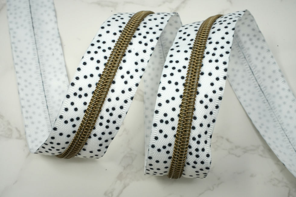Thumbnail: #5 Nylon Zipper Tape - BLACK & WHITE WHIMSY DOTS
