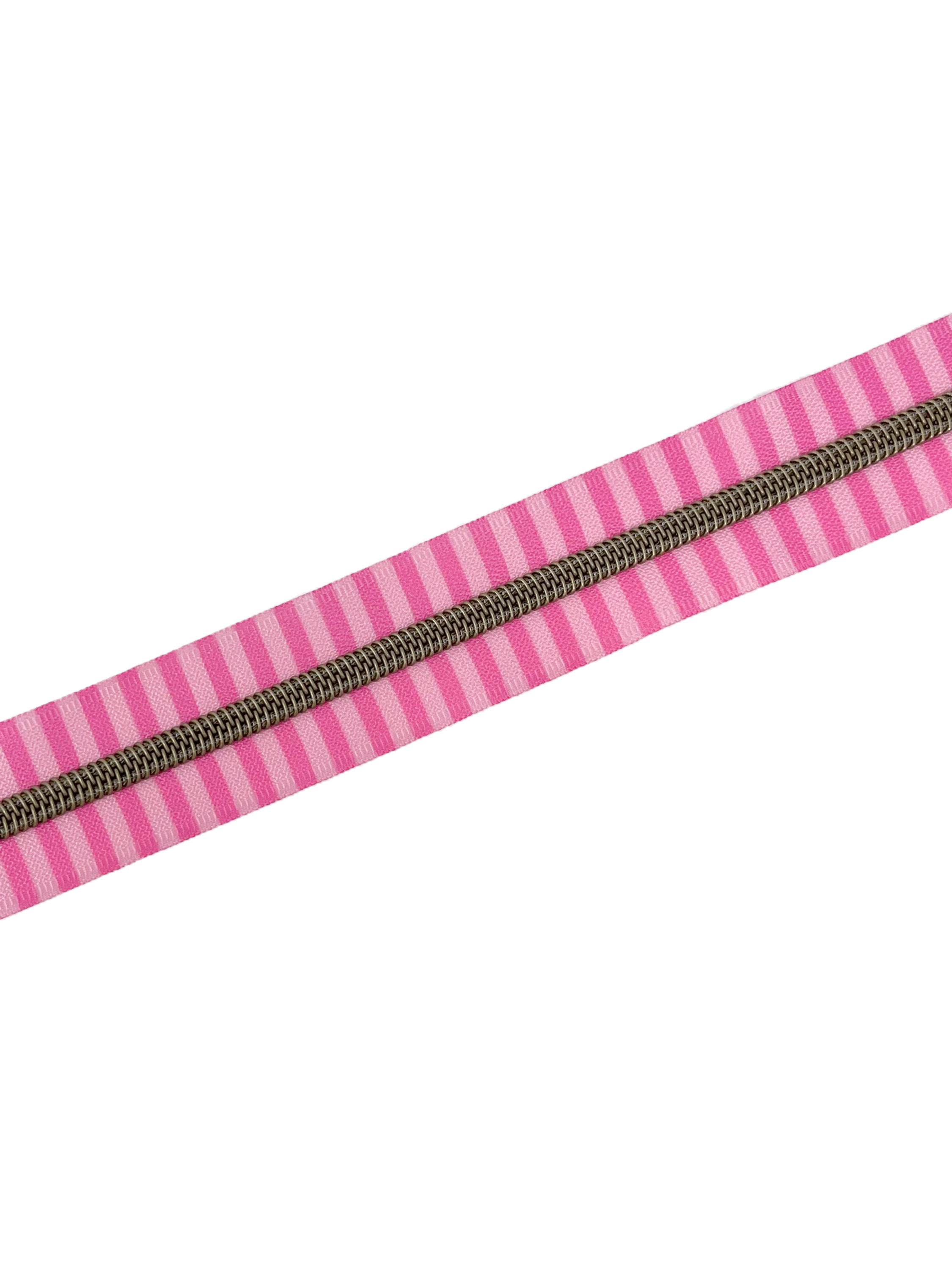 #5 Nylon Zipper Tape - PINK CUPCAKE WIDE STRIPED