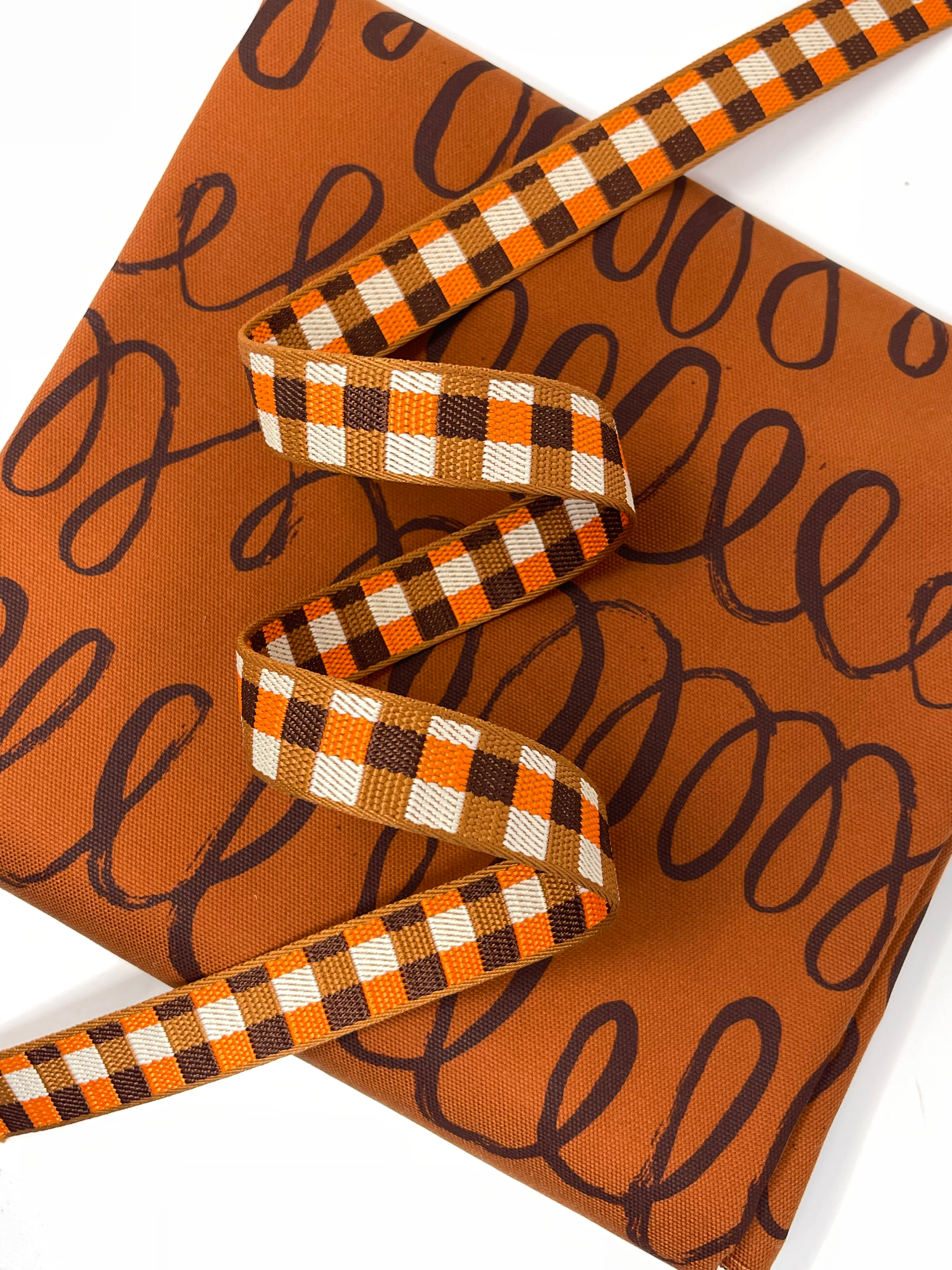 1” (25mm) Check Mate Webbing - BROWN & ORANGE