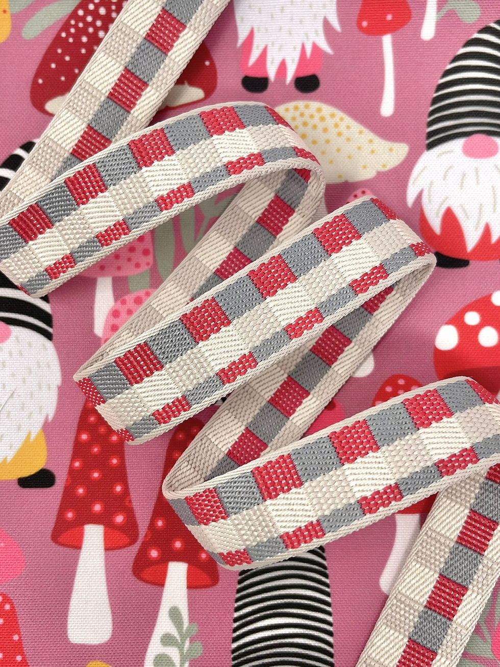 Thumbnail: 1” Check Mate Webbing - SALMON & GREY