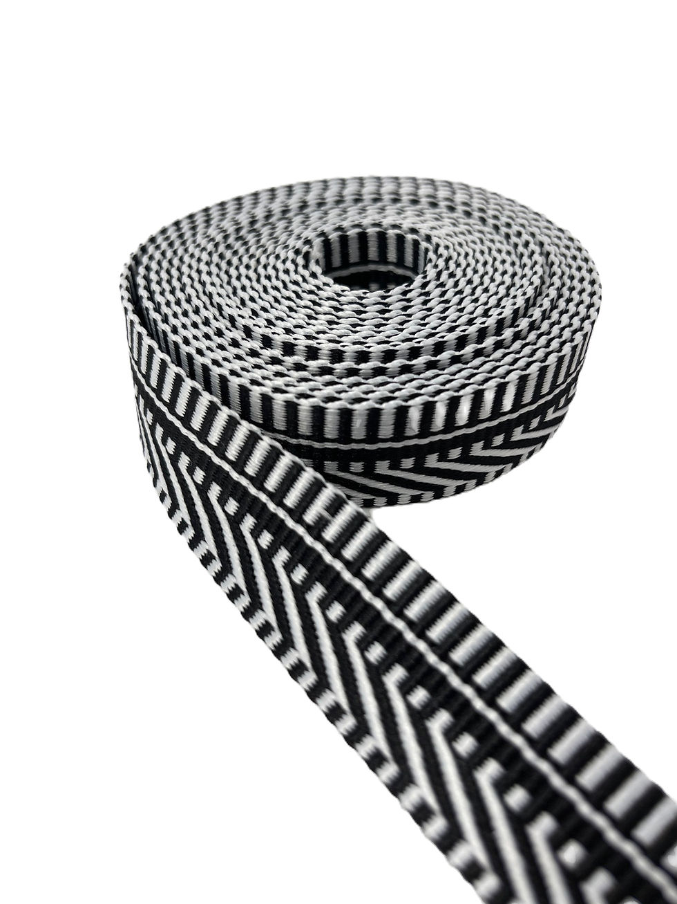 1" Ladder Webbing - BLACK & WHITE (25mm)