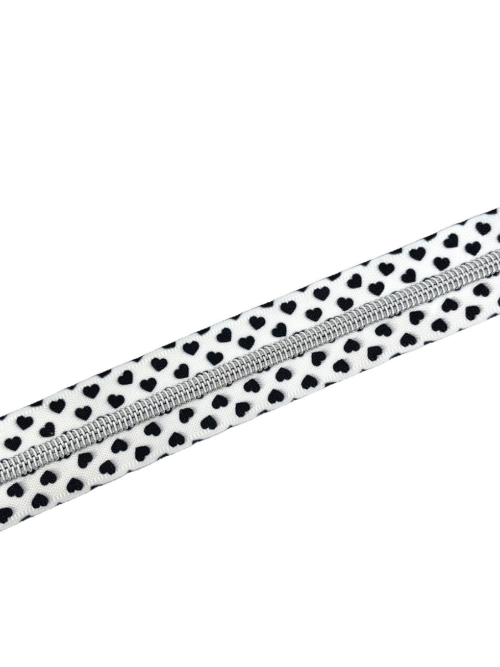 #5 Nylon Zipper Tape - BLACK & WHITE HEARTS🖤