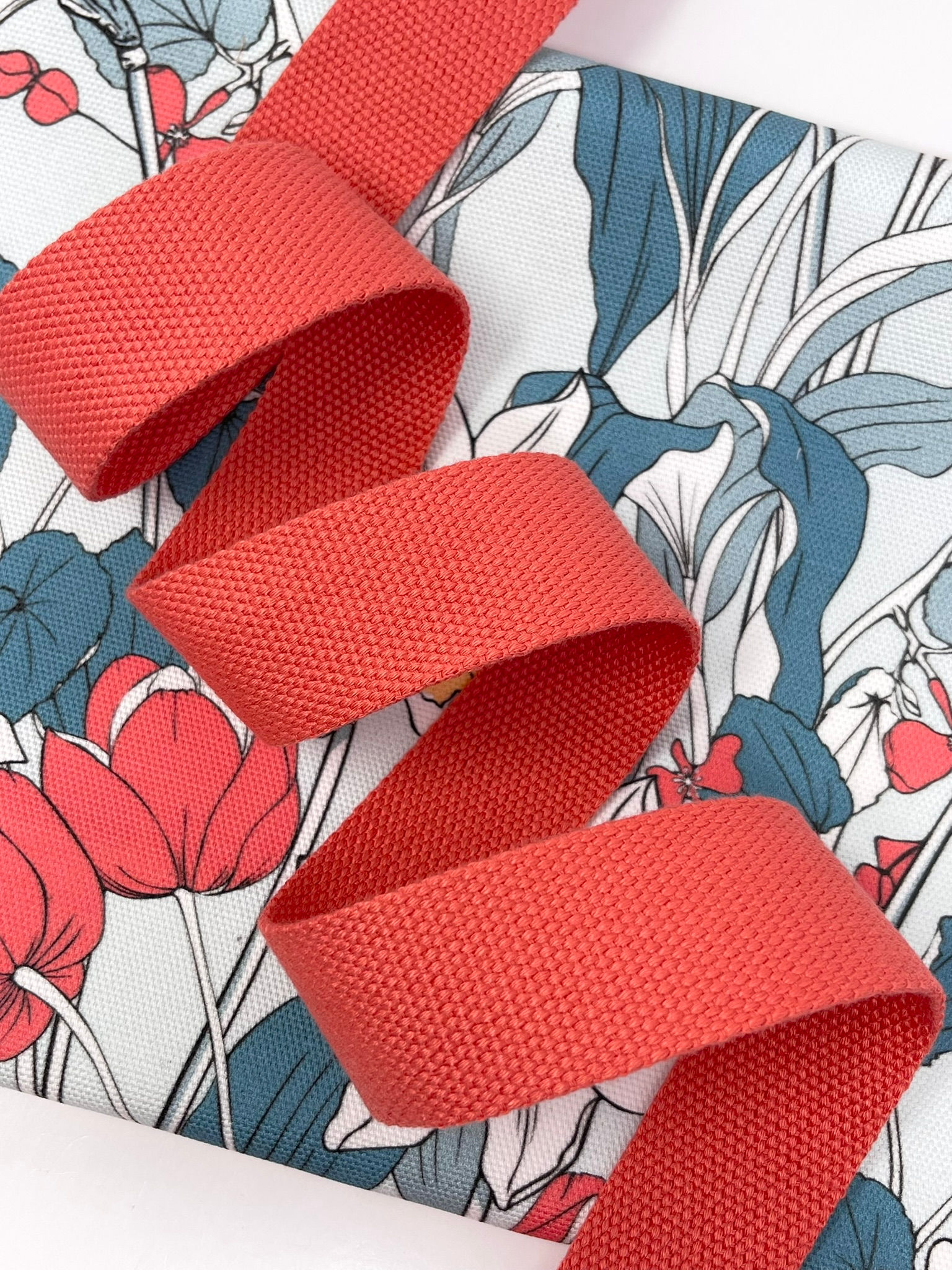 Cotton Poly Webbing - MANGO TANGO