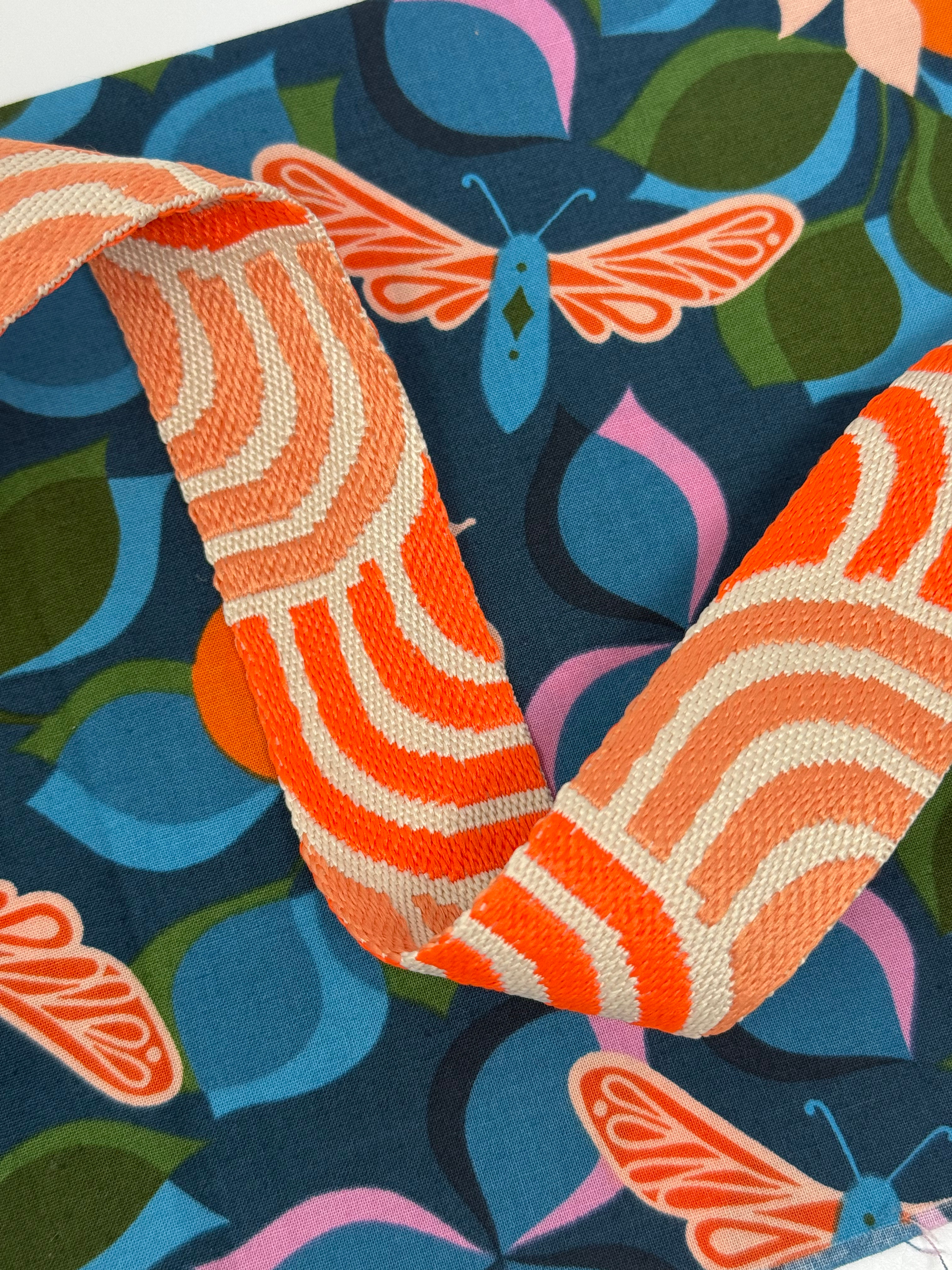 1½” (38mm) Art Deco Webbing - ORANGE BOWL