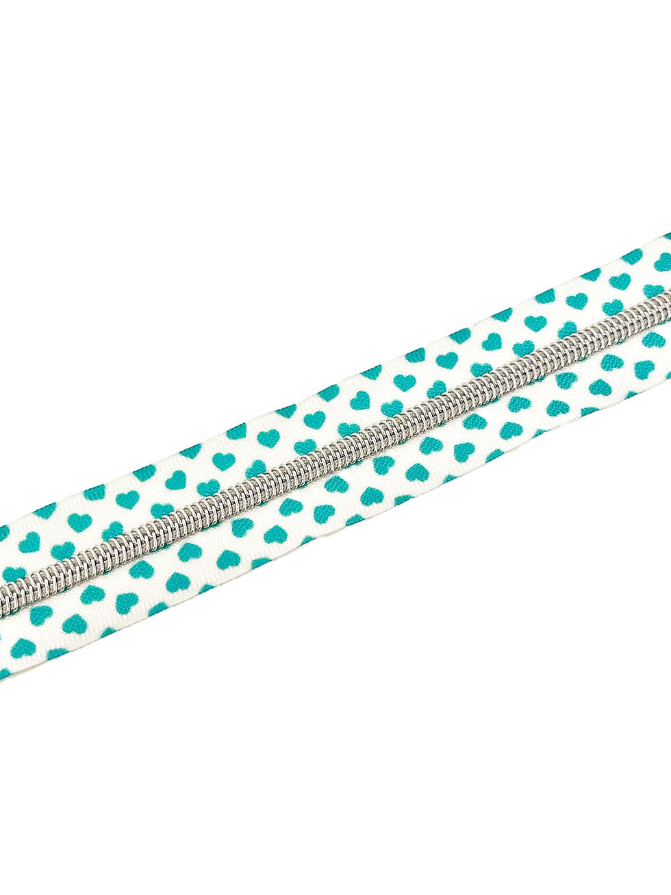 Thumbnail: #5 Nylon Zipper Tape - TURQUOISE  & WHITE HEARTS🖤
