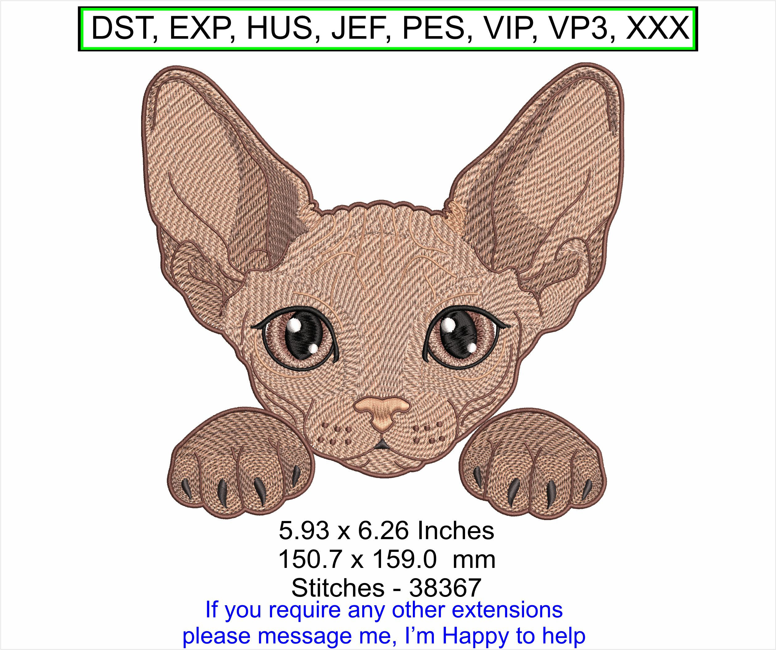 Striking Sphynx cat Large Machine Embroidery Hoop Design - ITH