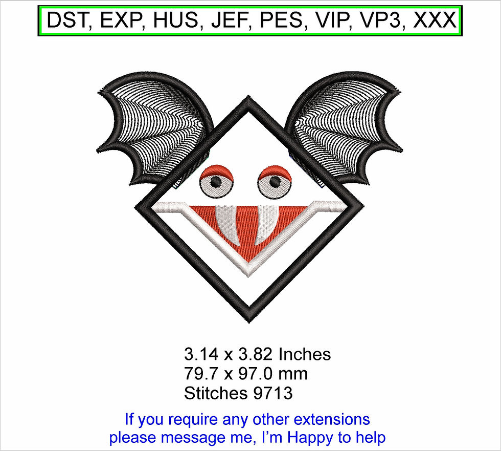 Vampire Corner Bookmark Size 3.63 x 2.77 Inches - Machine Embroidery Hoop Design
