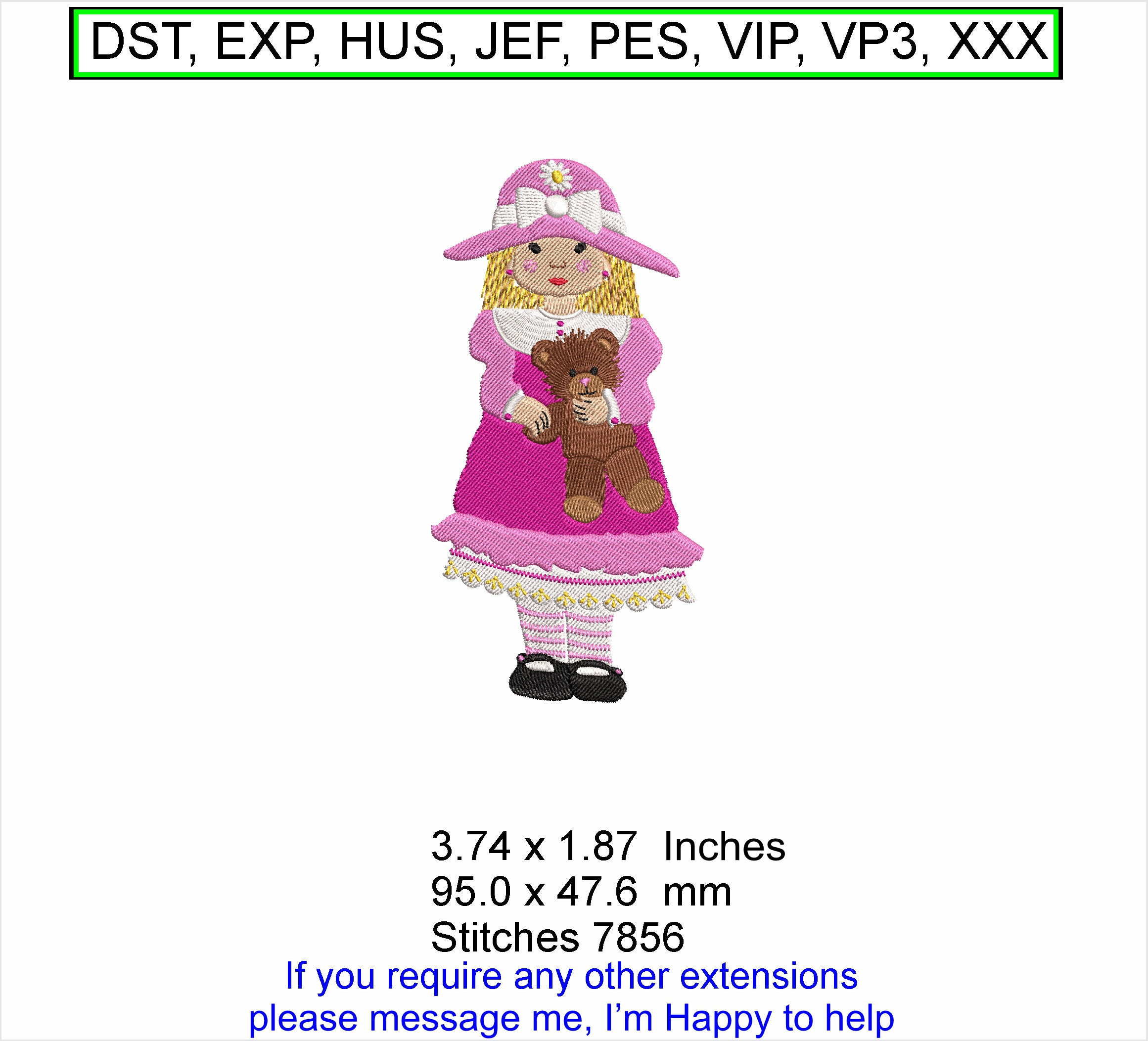 Polly Ann - Small - Machine Embroidery Hoop Design ITh (Digital Download)