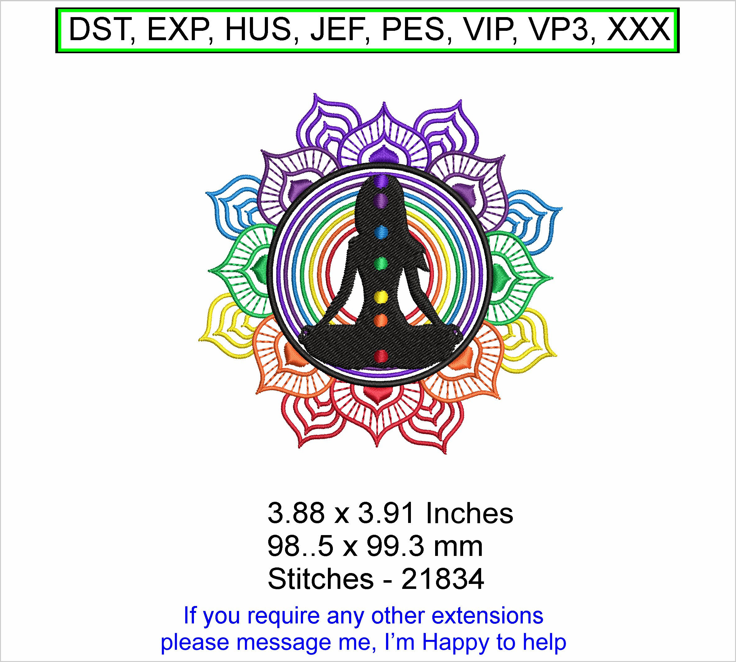 Chakra Girl Lotus Flower Thin 3.88 x 3.9 Machine Embroidery Hoop Design