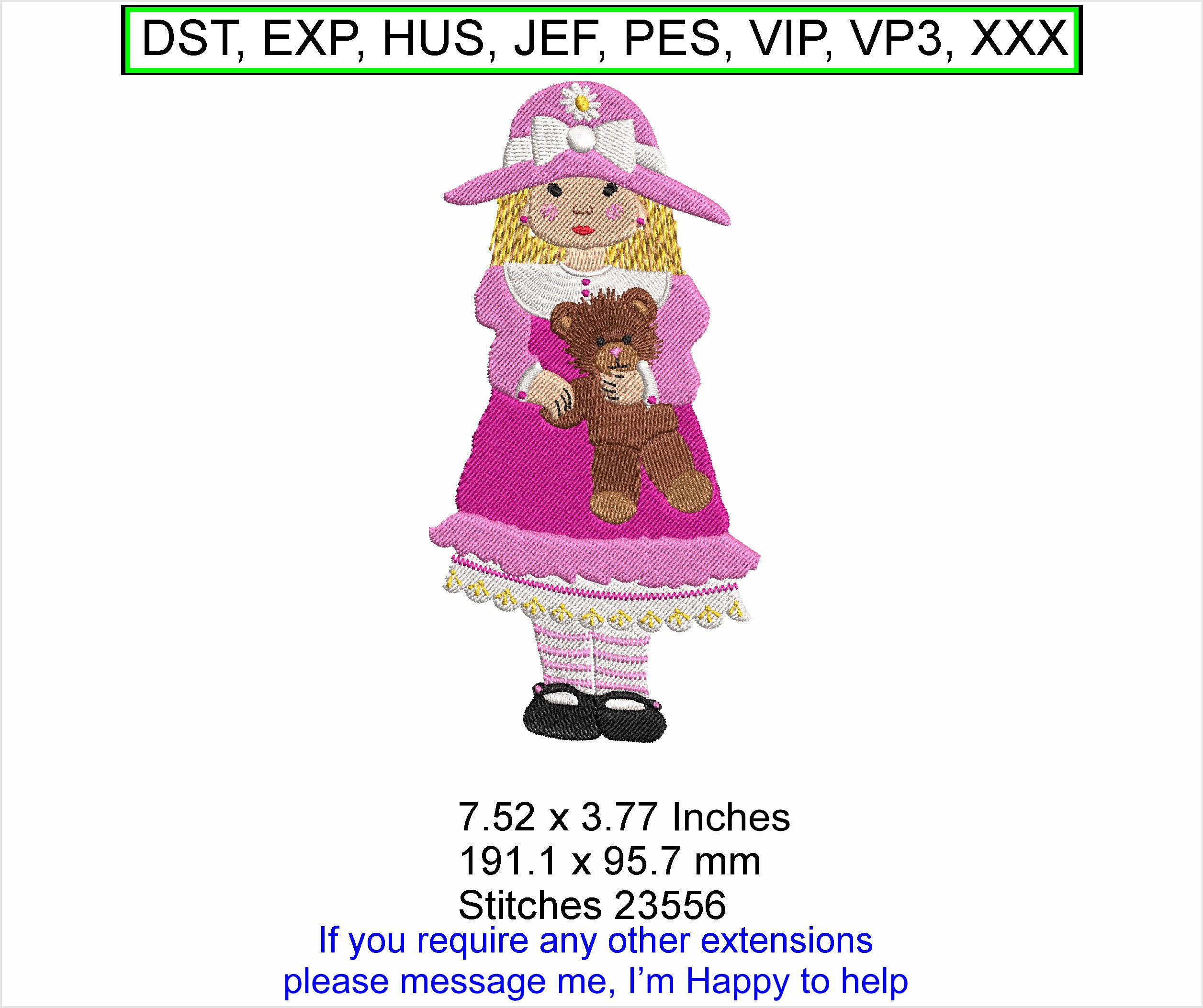 Polly Ann - Large - Machine Embroidery Hoop Design ITh (Digital Download)