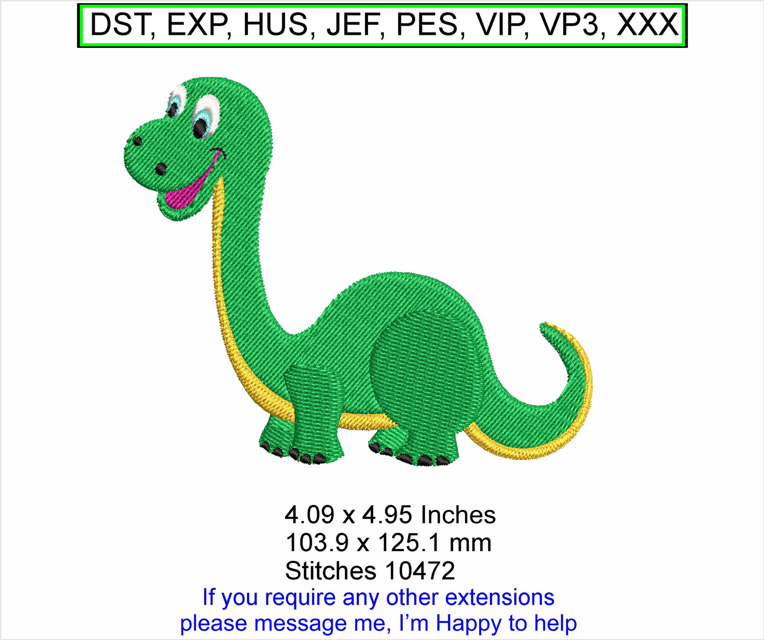 Danny the Dinosaur Size 4.09 x 4.95 Inches Machine Embroidery Hoop Design