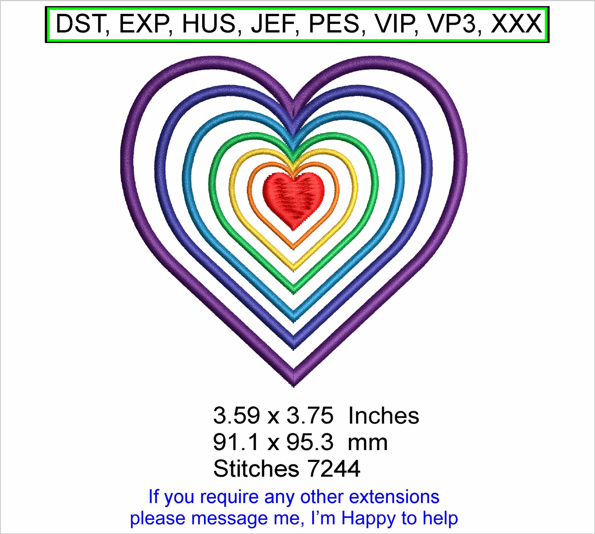 Heart Lines - 3.59 x 3.75 Inches - Machine Embroidery Hoop Design