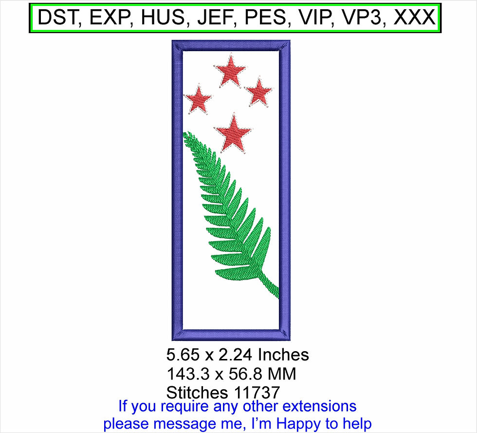 Flag Fern Bookmark New Zealand Stocking filler Machine Embroidery Hoop Design