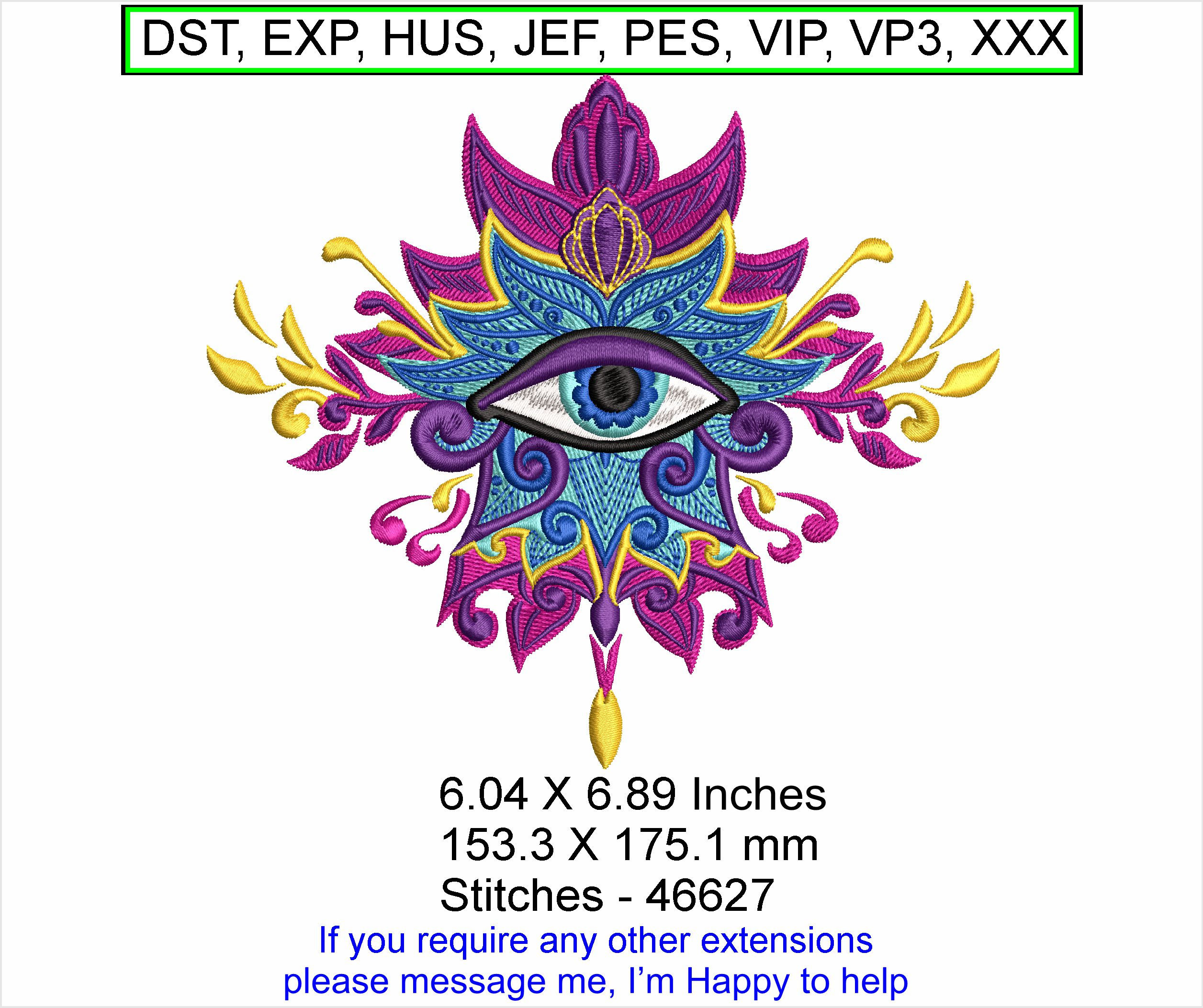 Spiritual Eye 1 Size - Large - Machine Embroidery Hoop Design ITH